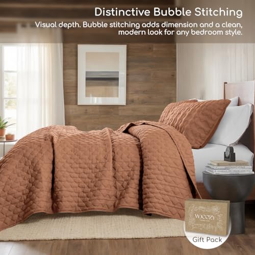 Oversized Burnt Orange California King Quilt Set with 2 Shams