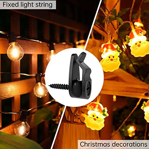 Outdoor String Light Hanger Hooks with Safety Clip - 50 Pack, Black