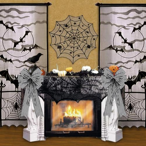 Black and White Striped Decorative Bows for Wreaths & Trees - 2 Pack, 12x20 In