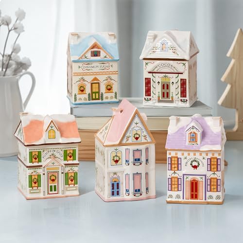 6-Piece Mini Christmas Gingerbread House Spice Jars & Holiday Decor