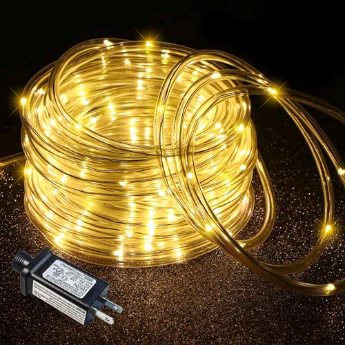 66ft LED Rope Lights, IP65 Waterproof Connectable Warm White String Lights