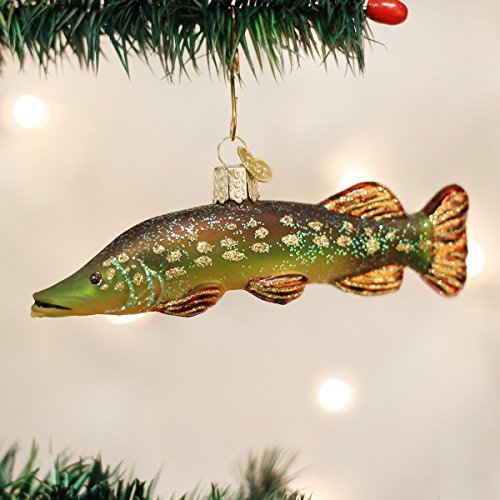 Hand-Blown Glass Pike Fish Christmas Ornament for Holiday Tree Decor