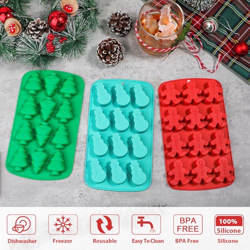 Christmas Silicone Ice Cube Molds - Gingerbread Snowman Christmas Tree Shapes