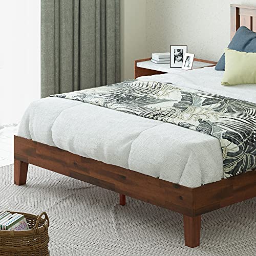 Deluxe Solid Wood Platform Bed Frame with Headboard - Queen Size