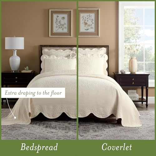 Historic Charleston 100% Cotton Matelasse Bedspread, King/Cal King, Ivory