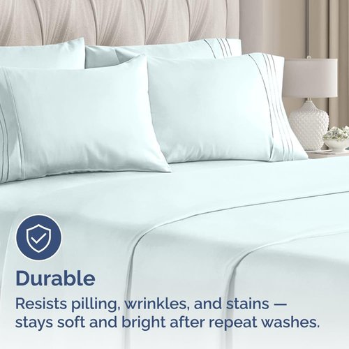 King Pillow Cases by Hotel Quality | Ultra Soft & Wrinkle-Free | 8-Piece Set in Ice Blue