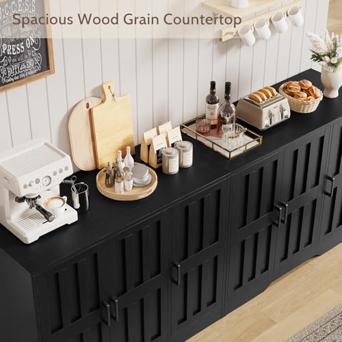 85-Inch Modern Farmhouse Buffet Cabinet, Large Sideboard with 6 Barn Doors