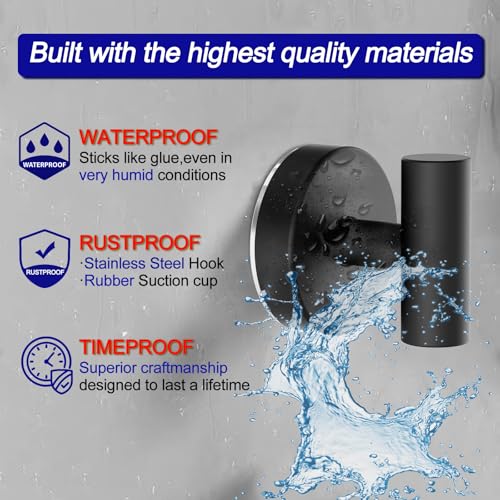 Heavy Duty Suction Cup Hooks - Waterproof Twist & Lock Shower Towel Hangers