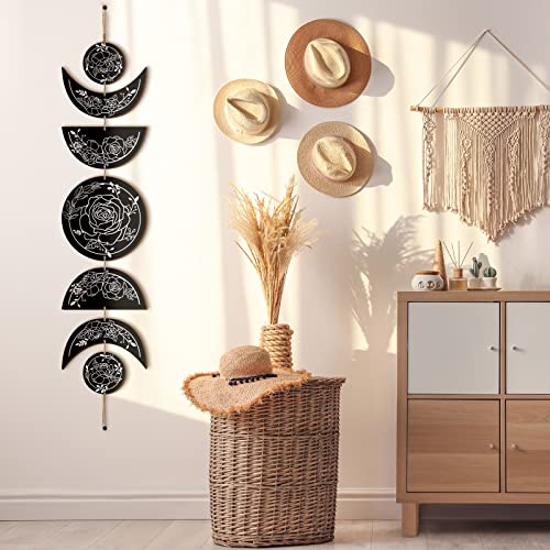 Boho Moon Phase Wall Hanging Art, Wooden Gothic Wall Decor for Home