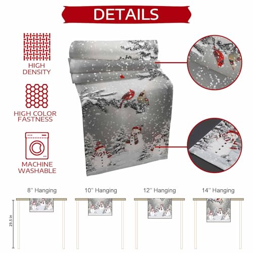 Ueplerts 13 x 72 Grey Christmas Table Runner – 72in Long Snowman Snowflake Farmhouse Decor