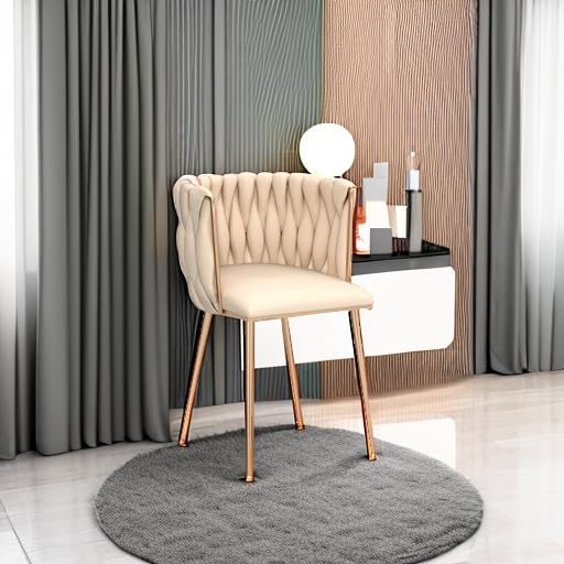 Velvet Upholstered Dining Chairs - Set of 2 with Gold Metal Legs