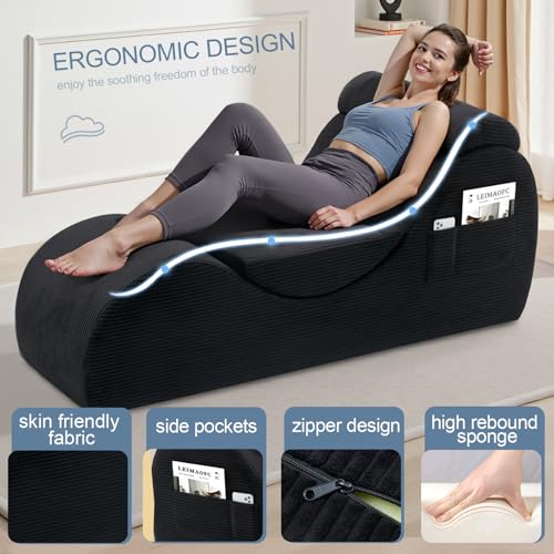 Ergonomic Yoga Chaise Lounge Chair with Headrest and Lumbar Support