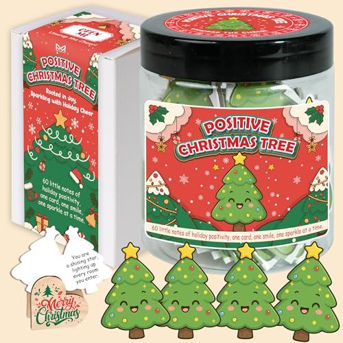 Positive Tree Jar with 60 Christmas Affirmation Cards - Holiday Stocking Stuffer - Mia-nt-Positive Christmas Tree Jar