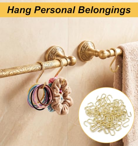 60-Pack Mini Gold S Hooks - 1 Inch Rust-Resistant Metal Storage Hooks