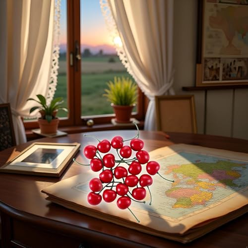 20pcs Lifelike Red Artificial Cherries - Decorative Fruit Ornaments