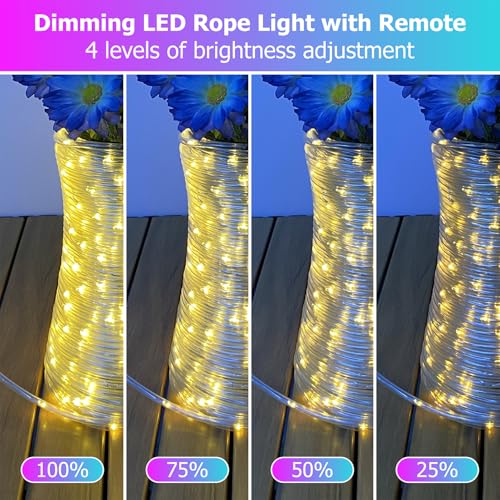 50ft LED Rope Lights, Waterproof Color Changing RGB String Lights for Outdoor