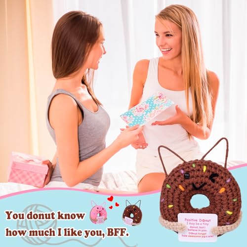 Daywhote Brown Knitted Donut Gift for Friend Handmade Friendship Decor
