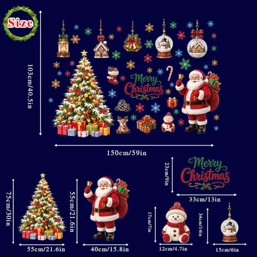 Large Santa Claus Christmas Window Clings - Reusable Holiday Decor