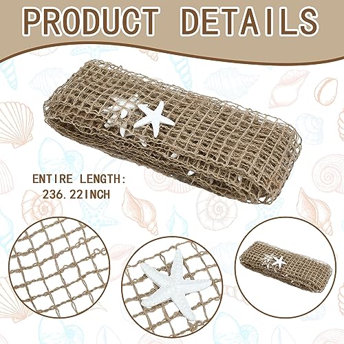 Xinnun 20ft Coastal Christmas Garland with White or Brown Starfish - Nautical Beach Decor