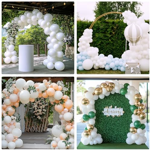 Rubfac 135pcs White Balloon Garland Arch Kit - Assorted Sizes