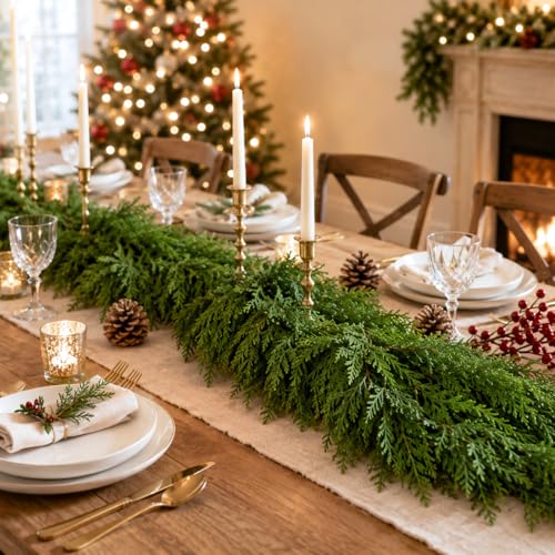 FesNiva 6FT Real Touch Pine Cedar Garland for Christmas Decor - 1 Pack