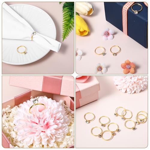 72 Pcs Silver Diamond Ring Party Favors for Bridal Shower Decorations