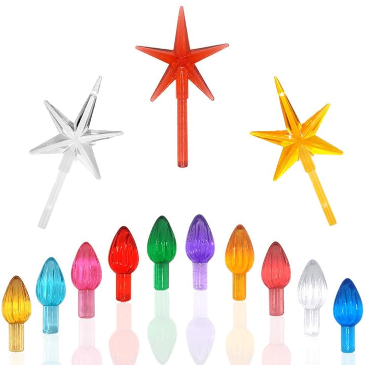 Ceramic Christmas Tree Replacement Bulbs & Stars - 108 Pc Medium Twist Set