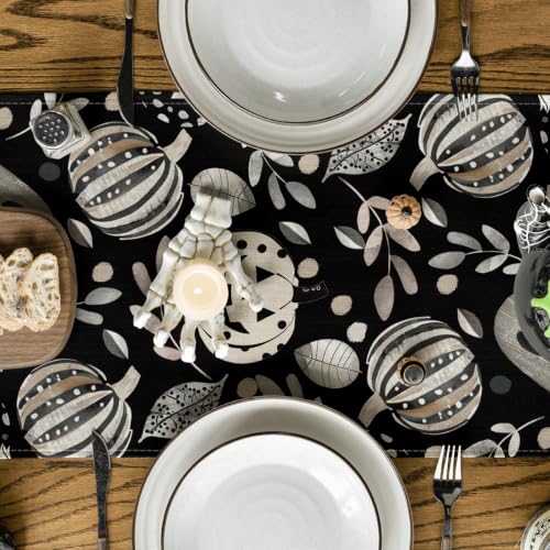 Artoid Mode 13x60 Inch Halloween Table Runner Home Party Decor Black