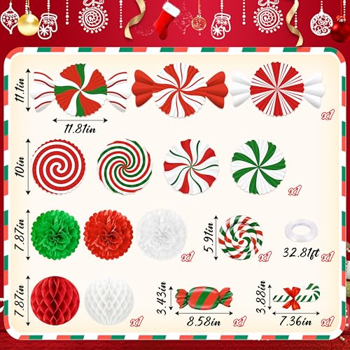 Moon Boat 15Pcs Candyland Christmas Party Decorations Set: Paper Fans, Honeycomb, Swirls