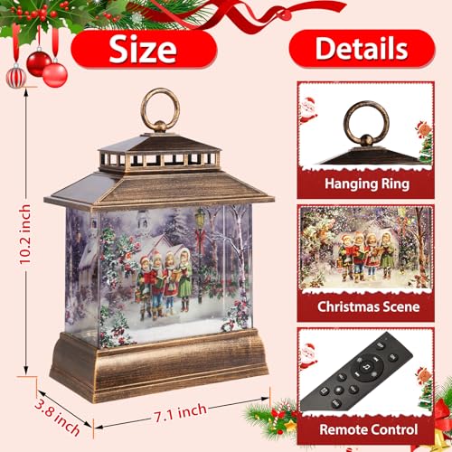 Musical Christmas Snow Globe Lantern with Remote, 8 Songs & 6H Timer