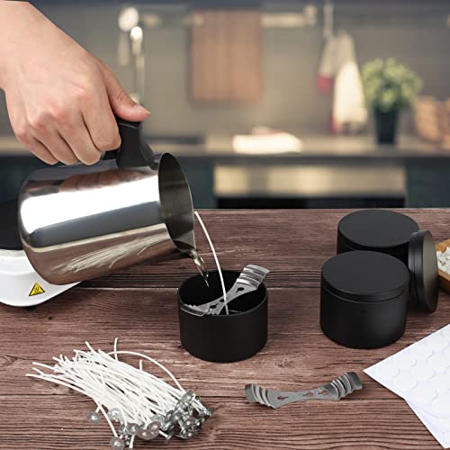 24 Pcs 8oz Black Metal Candle Tins with Lids for DIY Candle Making