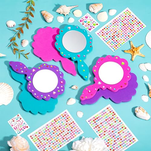 20-Piece DIY Mermaid Mirror Craft Kit for Kids Party Decorations