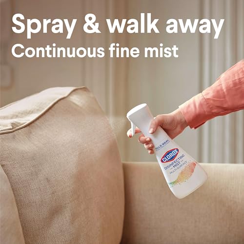 CLOROX Disinfecting Mist, Lemongrass Mandarin, Household Essentials, 1 Sprayer Bottle and 1 Refill, 16 Fl Oz Each