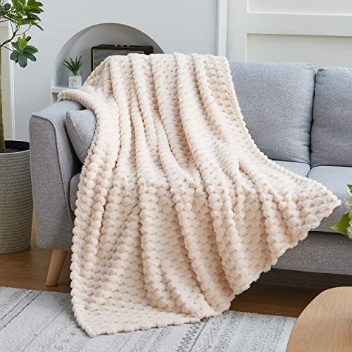 EXQ Home Plush Fleece Throw Blanket - 3D Jacquard Soft Flannel (50"x60")