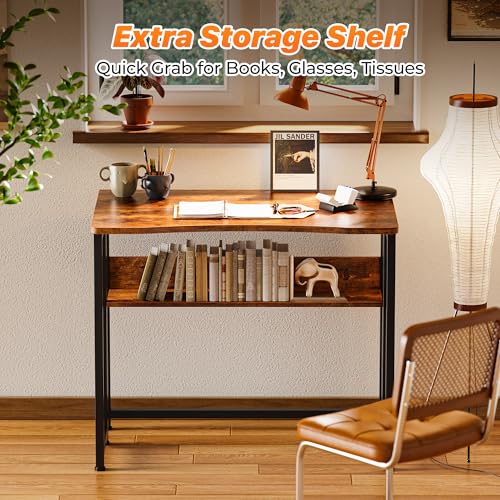 31.5-Inch Folding Computer Desk with Storage Shelf for Small Spaces