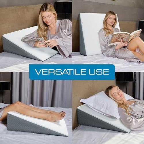 Extra Wide Bed Wedge Pillow - 7.5 Inch Memory Foam with Jacquard Cover