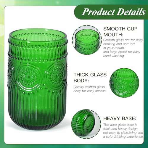 CHLJAR Christmas Green Vintage 14oz Stemless Wine Glasses Set of 6, E-Christmas Green
