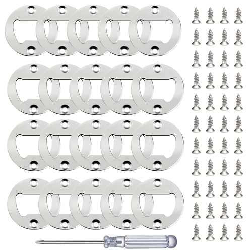 Silver Bottle Opener Insert Kit - 20 Durable Stainless Steel Inserts with Screws for DIY Projects