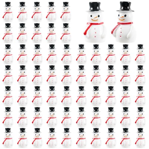 50Pcs Mini Snowman Christmas Figurines Kit,Mini Snowman Ornaments for Christmas Dec