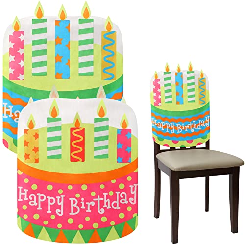 Birthday Chair Covers Set for Kids - Colorful Cake Design, Reusable