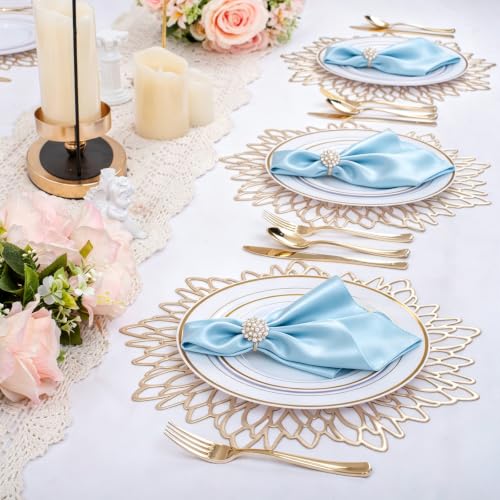 ZEBMOON Light Blue Satin Napkins 17x17 Inch Bulk Set of 80 - Elegant Table Decor