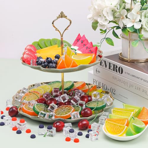 160 Pcs Artificial Fruit Slices - Realistic Plastic Fruit Blocks