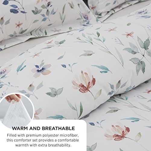 Bedsure Queen Floral Comforter Set - Lightweight Soft Bedding with Pillow Shams