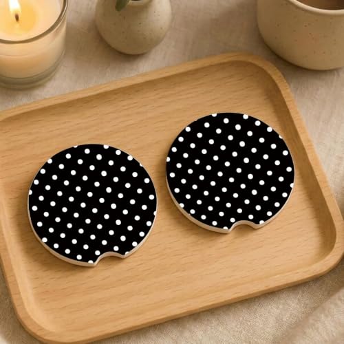 Ugmonk Charcoal Black Ceramic Car Coasters 2 Pack - Absorbent & Stylish Fit for Cup Holders
