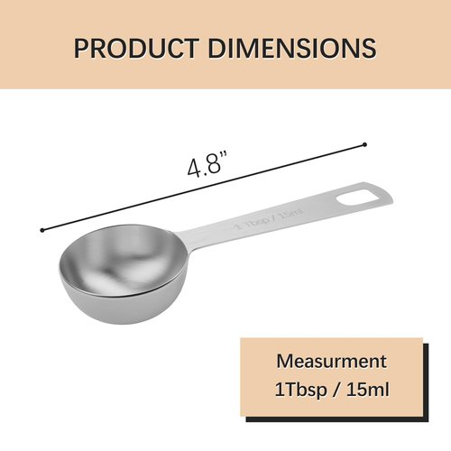 BERYLER 5PCS 1tbsp (3tsp, 15ml, 1/2oz) Single Measuring Spoon, Stainless Steel Individual Teaspoons Only
