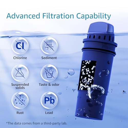 Water Filter Pitcher Replacement Cartridges, NSF Certified - 4 Pack