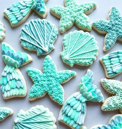 Q-BAKER Mermaid Cookie Cutters Set - Stainless Steel Sea Creatures for Baking