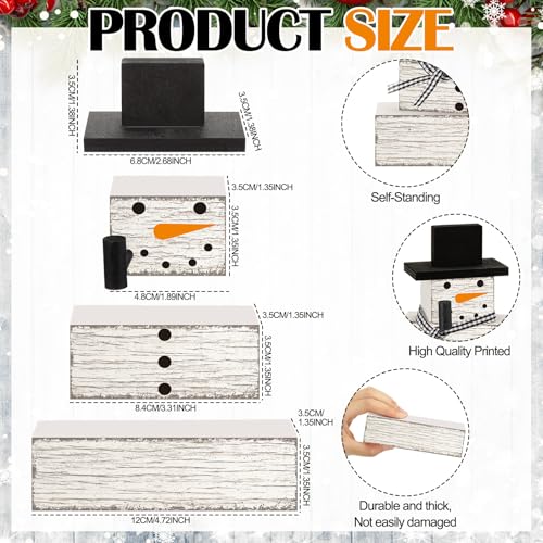 Snowman 4-PC Wooden Holiday Table Decor Set (Variation: Snowman) Geelin