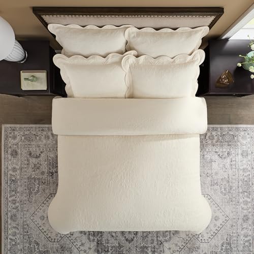 Historic Charleston 100% Cotton Matelasse Bedspread, King/Cal King, Ivory