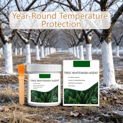 Tree Trunk Whitewash Paint with Brush - Sun & Frost Bark Protection (10.58 oz)